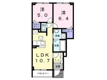 メゾン モナムール II(2LDK/1階)の間取り写真