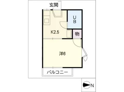 ジュネス幸川(1K/2階)の間取り写真