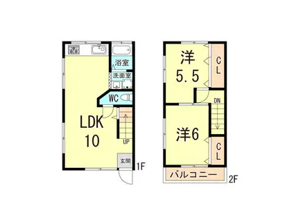 ウララハウスII(2LDK/1階)の間取り写真