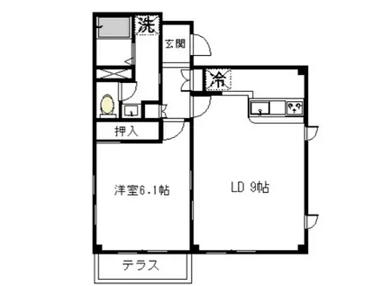 レジェンド高砂(1LDK/1階)の間取り写真