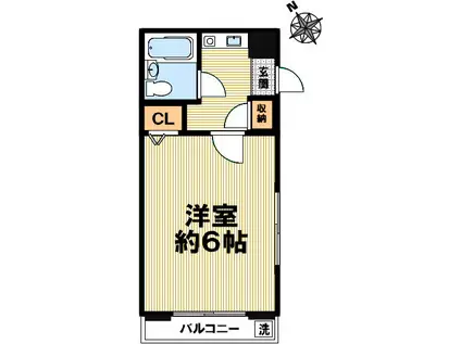 ダイヤハイム(1K/2階)の間取り写真