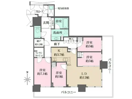 ジオタワー高槻ミューズガーデン(4LDK/15階)の間取り写真