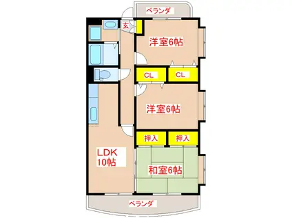 ファンターナ紫原(3LDK/4階)の間取り写真