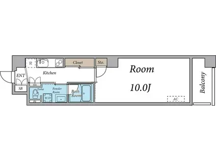 常盤台レジデンス(1K/2階)の間取り写真