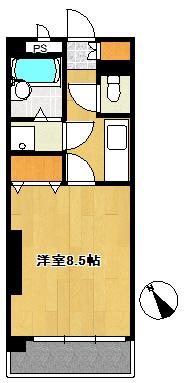 第2サンハイツ台原(1K/3階)の間取り写真