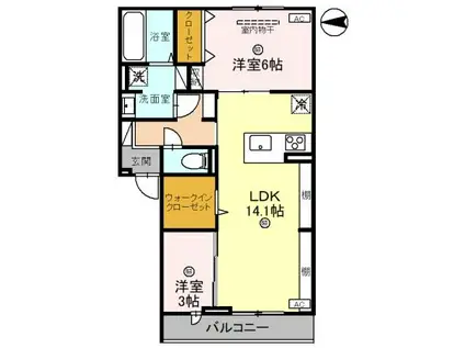 カーサ フェリーチェ(2LDK/3階)の間取り写真