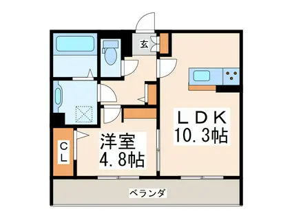 JR豊肥本線 東海学園前駅 徒歩13分 3階建 築5年(1LDK/2階)の間取り写真