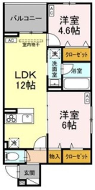 ASSET-COURT八坂(2LDK/2階)の間取り写真
