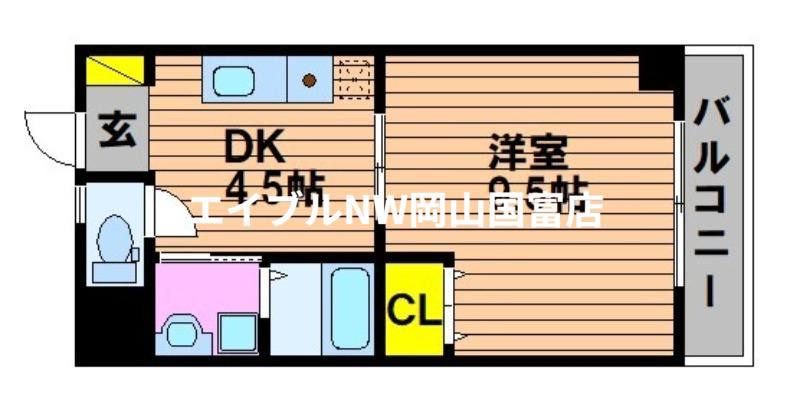 コザックス(1DK/7階)の間取り写真