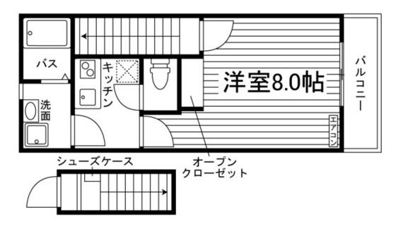 CASA GRANDE東岡山(1K/2階)の間取り写真