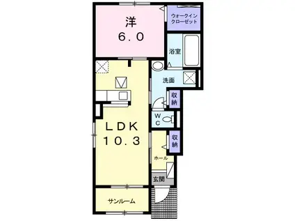 グランディール I(1LDK/1階)の間取り写真