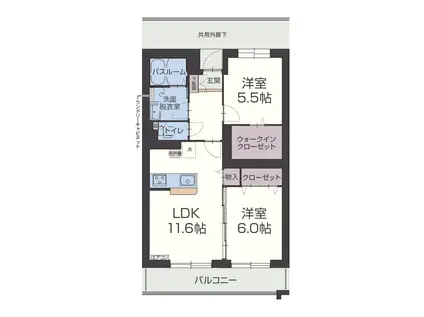 ルシール クルス(2LDK/2階)の間取り写真