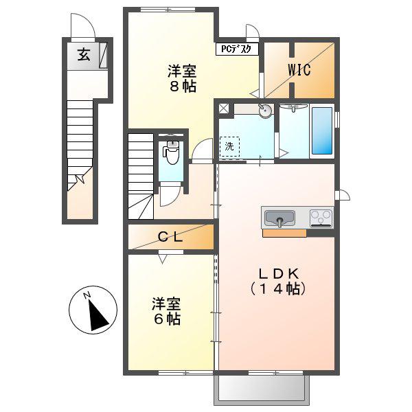D-ROOM・SW(2LDK/2階)の間取り写真