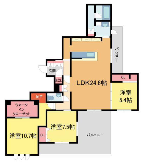 シークリサンス岡本(3LDK/3階)の間取り写真
