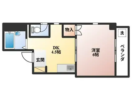 サウスコート23(1DK/3階)の間取り写真