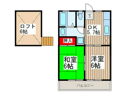 YKコーポ(2DK/1階)の間取り写真