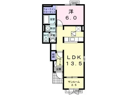 グランシェールC(1LDK/1階)の間取り写真