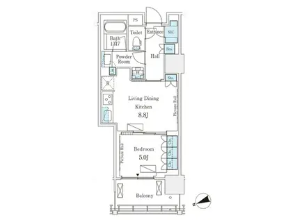 ロイヤルパークス品川(1LDK/7階)の間取り写真