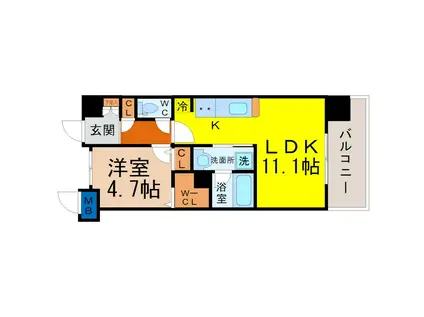 グランレコルト(1LDK/5階)の間取り写真