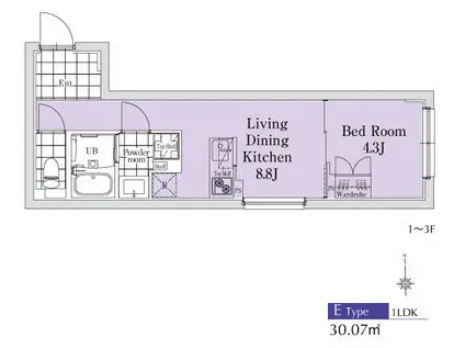 EXAM新中野II(1LDK/2階)の間取り写真