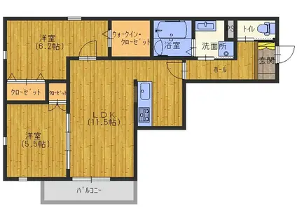 カーサ武庫之荘(2LDK/2階)の間取り写真
