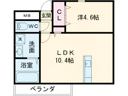 ウインドヒル御殿山I(1LDK/1階)の間取り写真