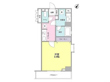 ユーキメゾン一番町(1K/7階)の間取り写真