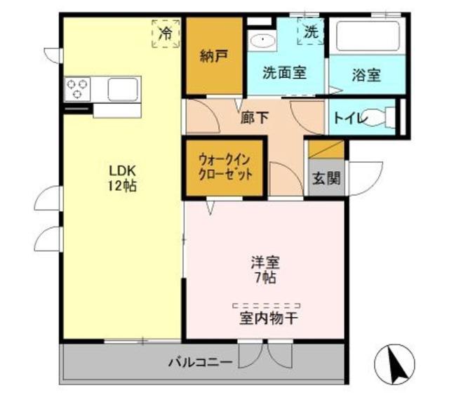 WINDWARD(1LDK/2階)の間取り写真
