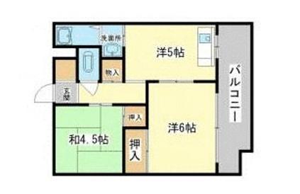 歌野マンション(2DK/2階)の間取り写真