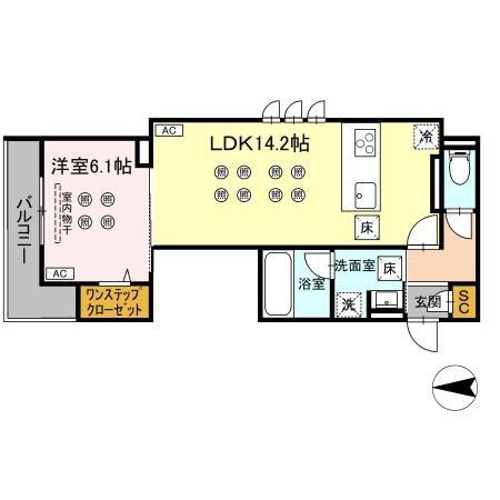 CREST COURT(1LDK/1階)の間取り写真