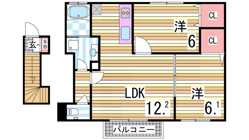 ウィット垂水(2LDK/2階)の間取り写真