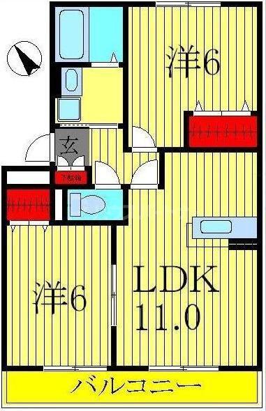 ル・シエル(2LDK/1階)の間取り写真