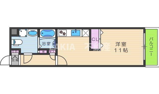 アパルトマン阪南町(1DK/5階)の間取り写真