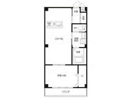 メイク・ア・ウィッシュ(1LDK/1階)の間取り写真