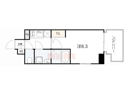 プロヴィスタ神戸三宮イースト(1K/12階)の間取り写真