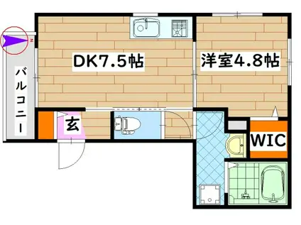 ウエスト VILLAGEII(1DK/2階)の間取り写真