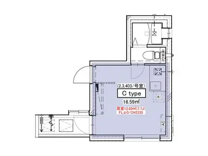 PROTO武蔵小山(ワンルーム/2階)の間取り写真