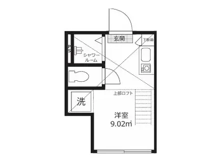 QUQURI KOTAKECHO(ワンルーム/1階)の間取り写真