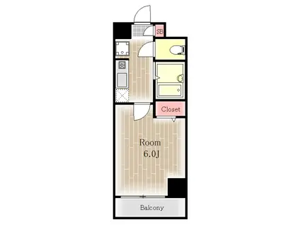 ウィステリア(1K/2階)の間取り写真