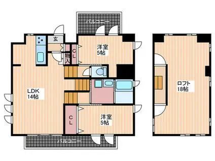 DER GLANZ 6TH AVE(2LDK/4階)の間取り写真