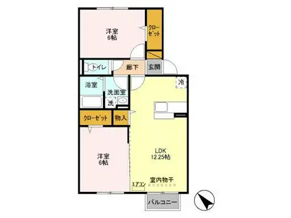 シャルマン・ドミール(2LDK/2階)の間取り写真