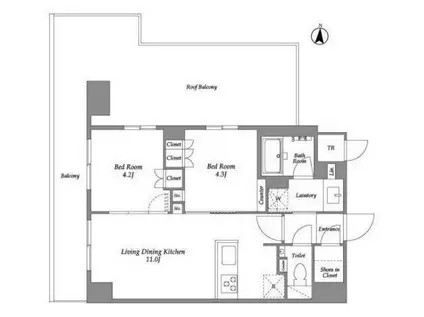 猿江1丁目M(2LDK/9階)の間取り写真