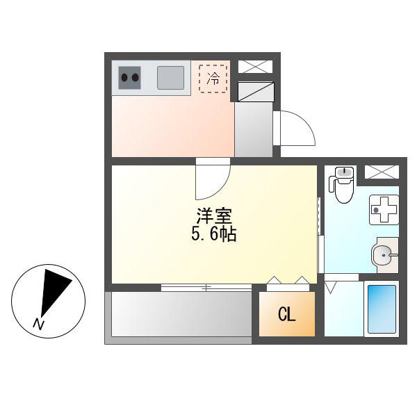 名鉄名古屋本線 栄生駅 徒歩10分 3階建 築8年(1K/2階)の間取り写真