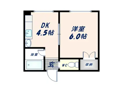 ダイワ高井田ビル(1DK/2階)の間取り写真