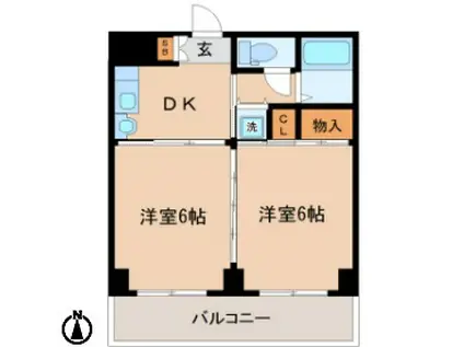 アルデール宮町(2DK/3階)の間取り写真