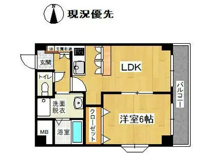 ラル・シティ大野目(1LDK/3階)の間取り写真