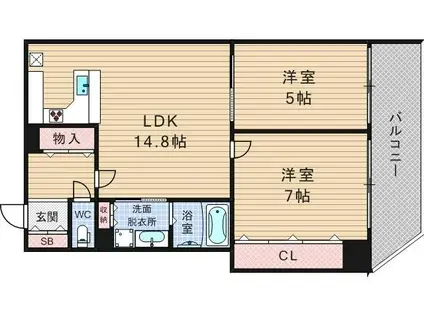 リーガル江戸堀(2LDK/9階)の間取り写真