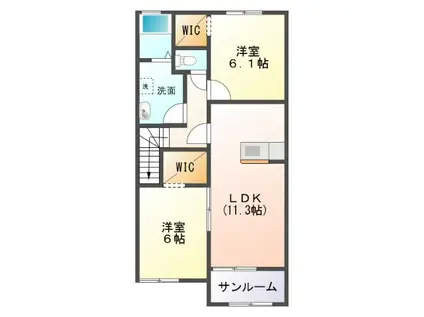 アルカンシェル(2LDK/2階)の間取り写真