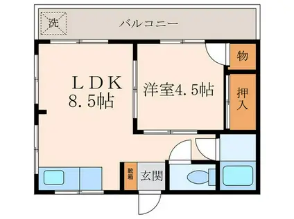 仲村マンション(1LDK/4階)の間取り写真