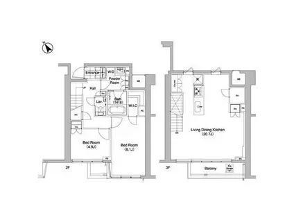 代官山BLESS(2LDK/2階)の間取り写真
